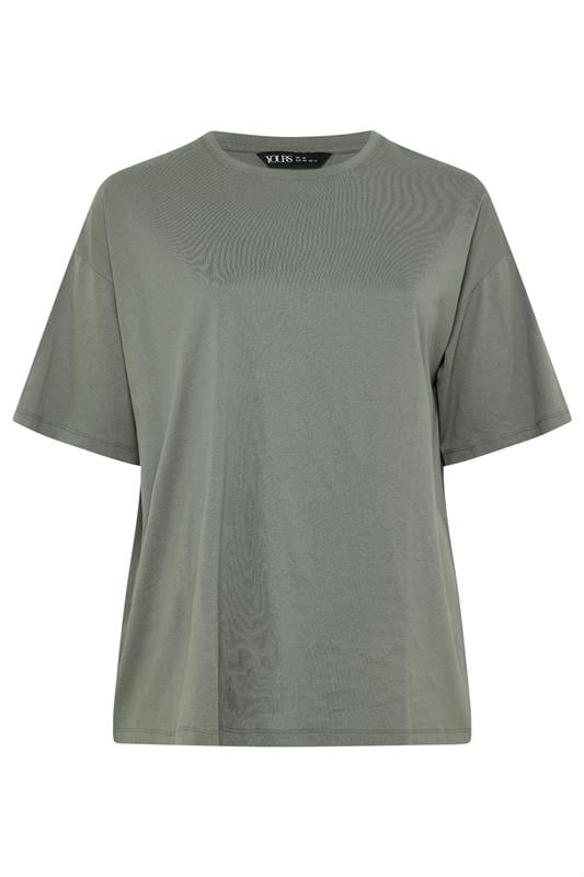 YOURS Plus Size Khaki Green Relaxed Longline T-Shirt | Yours Clothing 5