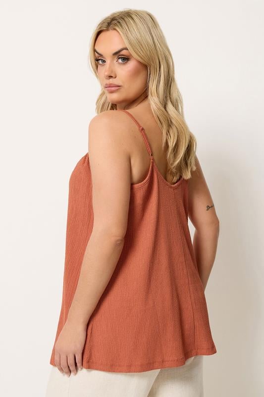 YOURS Plus Size Orange Crinkle Cami Vest Top | Yours Clothing 2