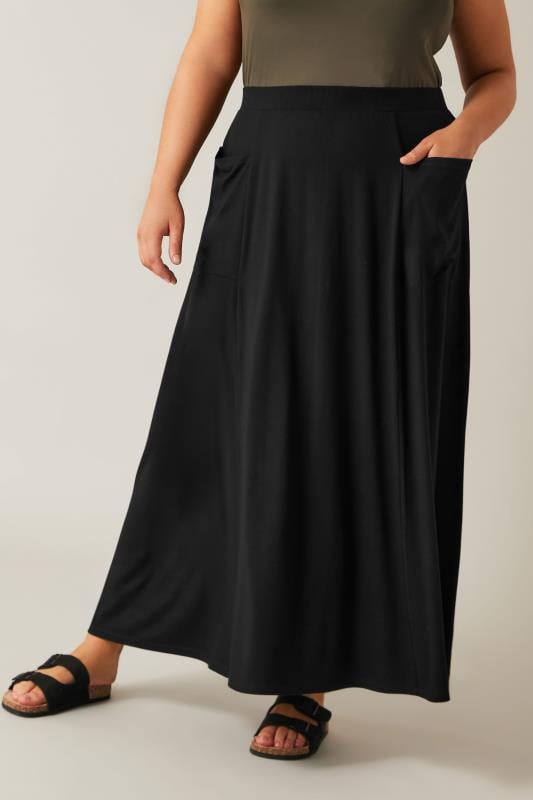 EVANS Plus Size Black Maxi Skirt | Evans  1