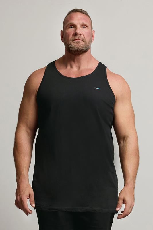 BadRhino Big & Tall Black Extra Long Plain Vest Top