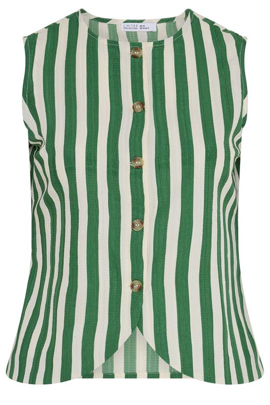 LIMITED COLLECTION Plus Size Green & White Stripe Waistcoat | Yours Clothing 5