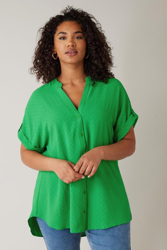 Plus Size  EVANS Curve Green Short Sleeve Blouse