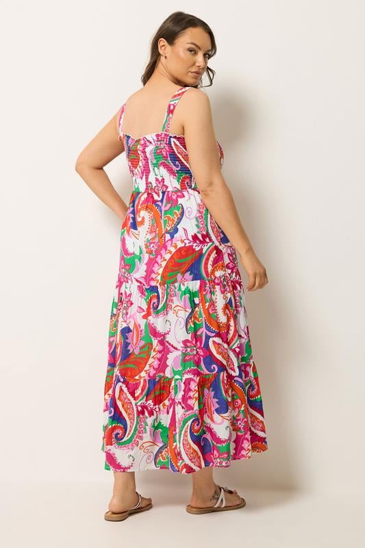 YOURS Plus Size Pink Abstract Shirred Sundress | Yours Clothing 2