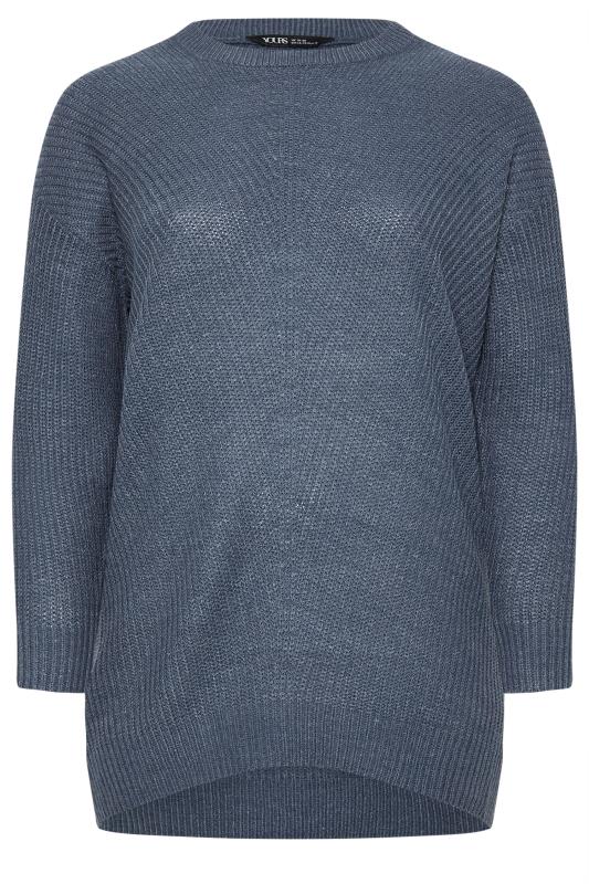 YOURS Plus Size Essential Blue Knitted Jumper | Yours Clothing 5