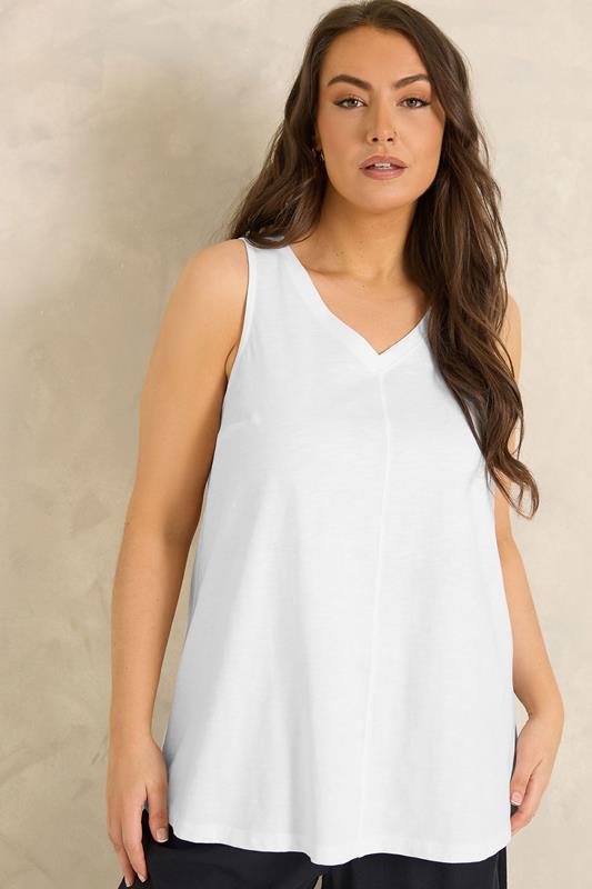 EVANS Plus Size White Premium Cotton Vest Top | Evans 1