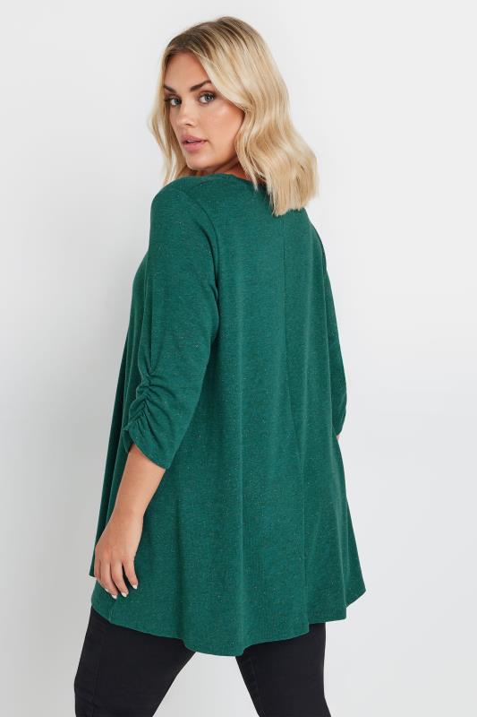 YOURS Plus Size Green Metallic Top | Yours Clothing 4