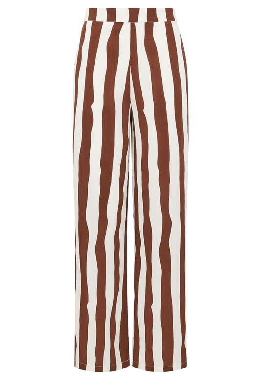 LTS Tall Women's White & Brown Stripe Wide Leg Trousers | Long Tall Sally 5
