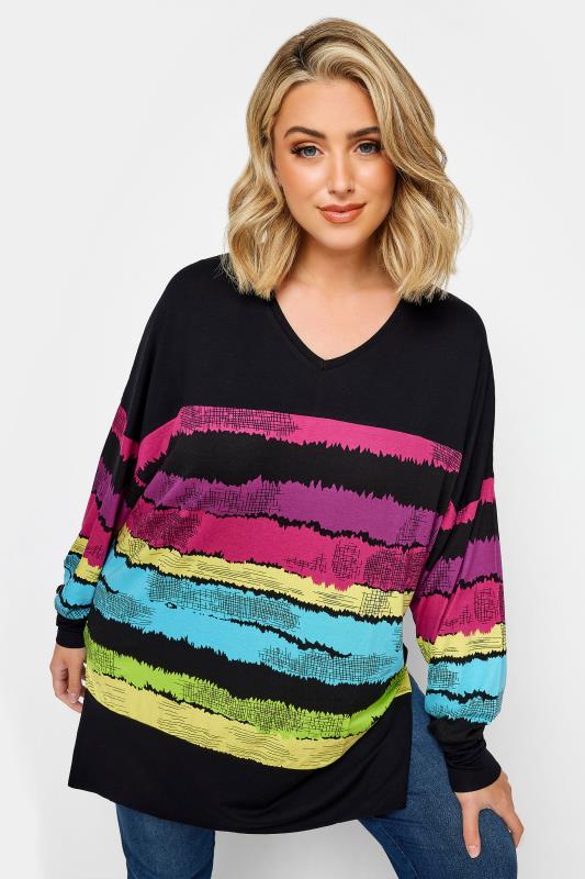 Plus Size  YOURS Curve Black Stripe Print Top