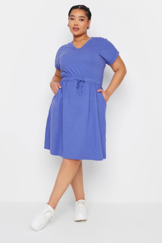 YOURS Plus Size Purple Cotton T-Shirt Dress | Yours Clothing 2