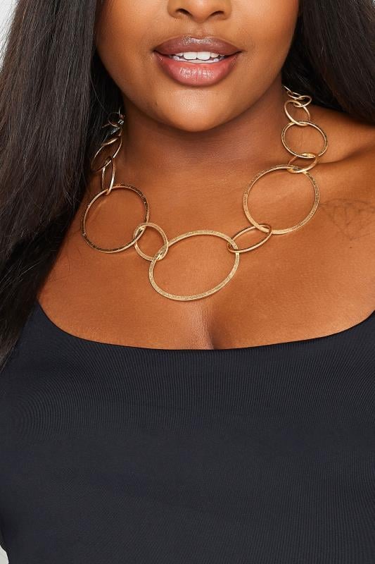 Plus Size  Yours Gold Tone Statement Link Necklace
