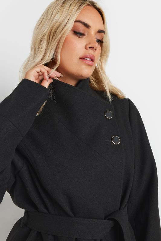 YOURS Plus Size Black Cropped Wrap Formal Coat | Yours Clothing 4