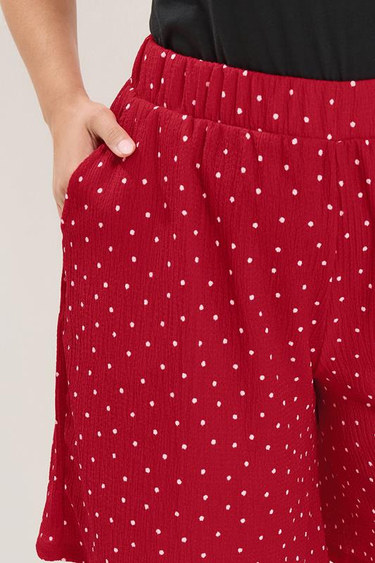 YOURS Plus Size Red Polka Dot Crinkle Shorts | Yours Clothing 4