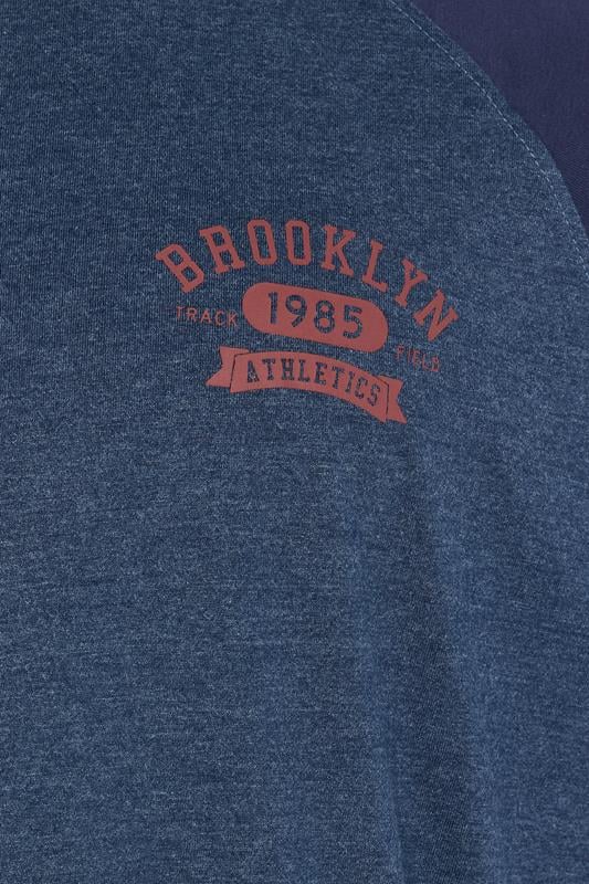 KAM Big & Tall Navy Blue Raglan Graphic Print T-Shirt | BadRhino 3