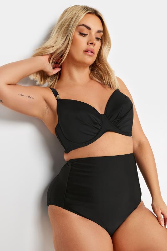 YOURS Plus Size Black Underwired Bikini Top | Yours Clothing 1