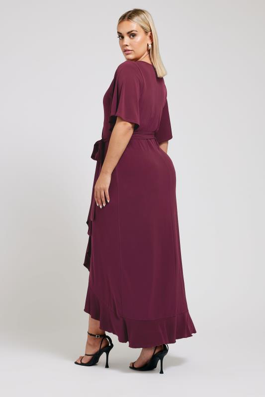 YOURS LONDON Plus Size Wine Red Ruffle Hem Maxi Dress | Yours Clothing 3