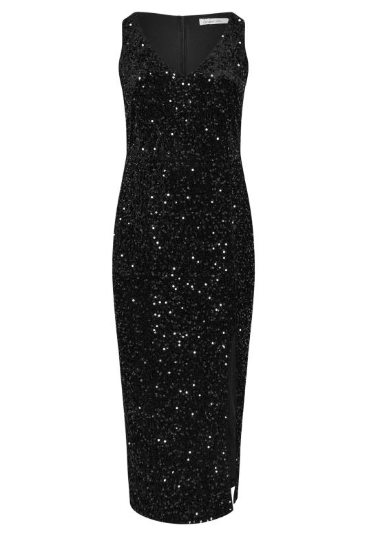 YOURS LONDON Plus Size Black Sequin Velvet Maxi Dress | Yours Clothing 5