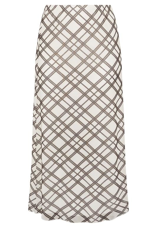 YOURS LONDON Curve Ivory White & Brown Check Maxi Skirt | Yours Clothing 5