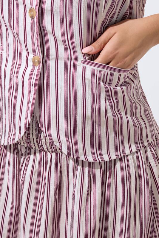 LIMITED COLLECTION Plus Size Red & White Stripe Strappy Waistcoat | Yours Clothing 4