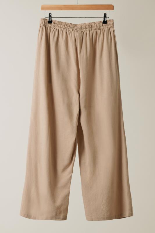 EVANS Plus Size Natural Brown Linen Trousers | Evans  6