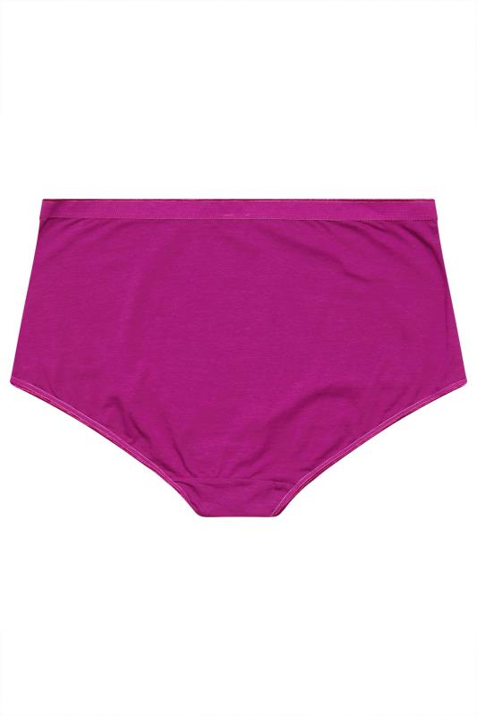 YOURS 5 PACK Plus Size Pink & Black Stretch Cotton Full Briefs | Yours Clothing  7