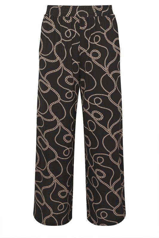 YOURS Plus Size Black Chain Print Wide Leg Trousers | Yours Clothing 5