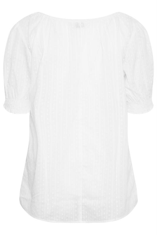 YOURS Plus Size White Dobby Tie Neck Top | Yours Clothing 7