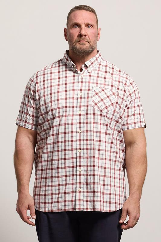  BEN SHERMAN Big & Tall Maroon Red Check Print Shirt