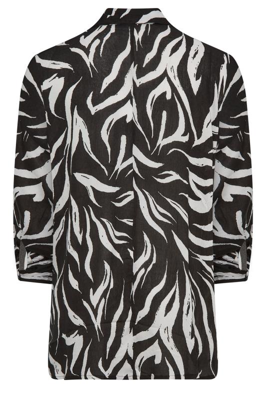 YOURS Plus Size Black Animal Print Crinkle Beach Shirt | Yours Clothing 8