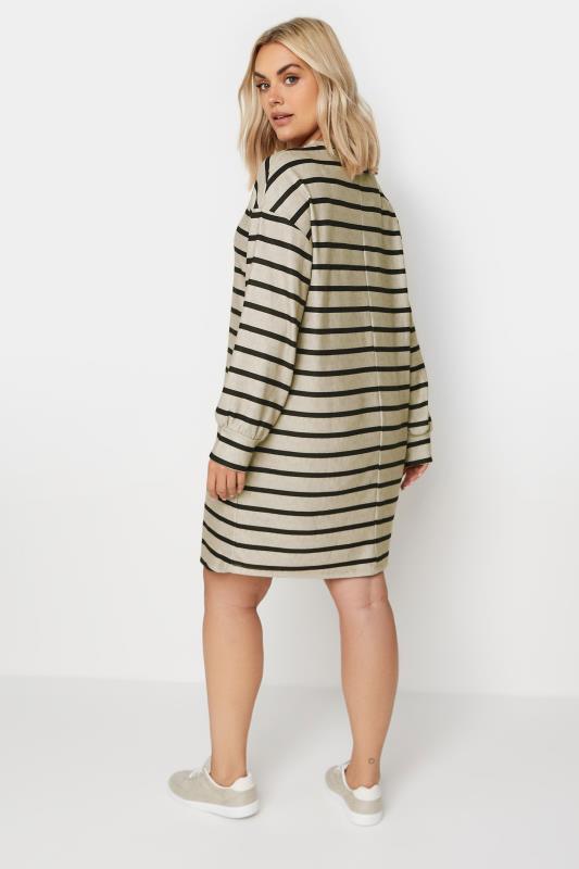 YOURS Plus Size Beige Brown Striped Jumper Dress | Yours Clothing 3