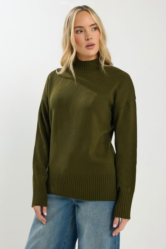  LTS Tall Olive Green High Neck Jumper