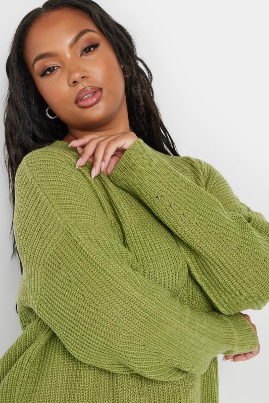 YOURS Plus Size Green Knitted Jumper | Yours Clothing 5