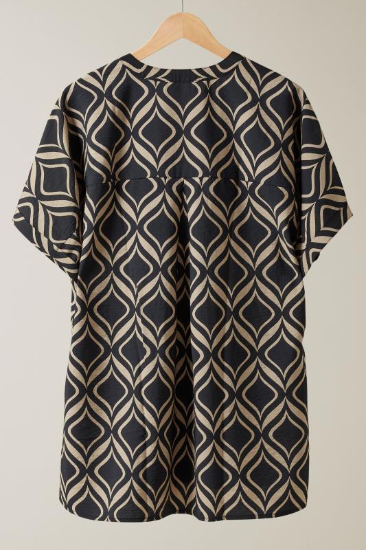 EVANS Plus Size Black Geometric Print Overhead Utility Shirt | Evans 6