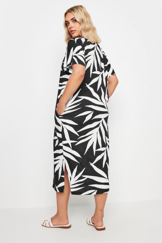 YOURS Plus Size Black Tropical Print Midaxi T-Shirt Dress | Yours Clothing 3