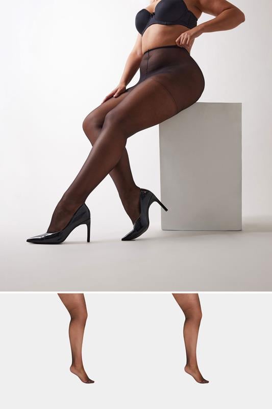  YOURSET 2 PACK Black Luxury 15 Denier Sheer Tights