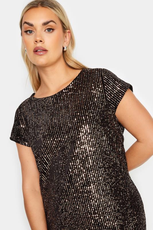 YOURS Plus Size Black Sequin Embellished Velvet Midi Dress | Yours Clothing 5