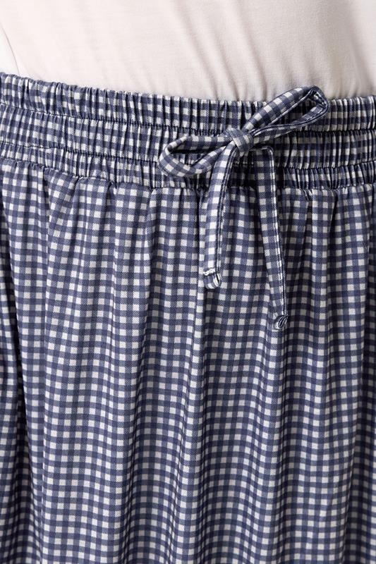 LTS Tall Women's Navy Blue Gingham Shirred Maxi Skirt | Long Tall Sally 4