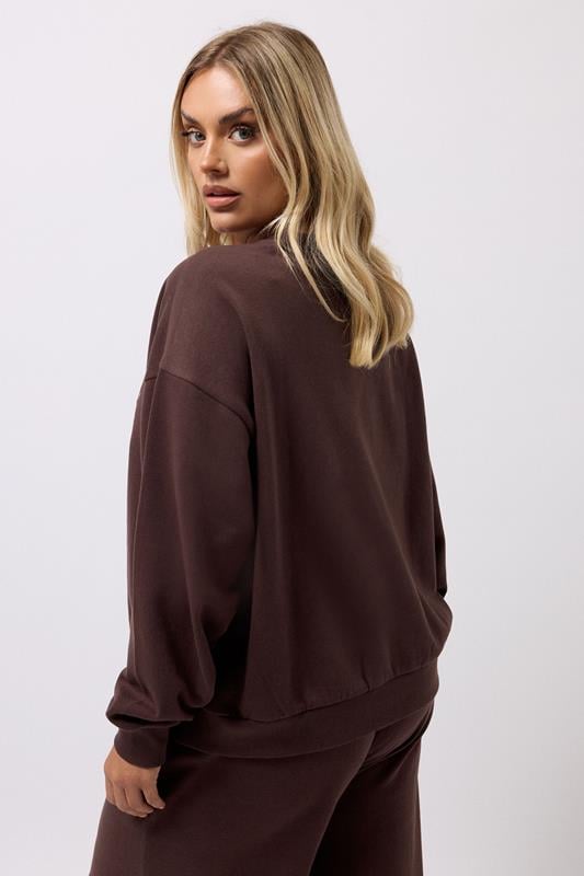 YOURS Plus Size Brown 'Chicago' Slogan Sweatshirt | Yours Clothing  3