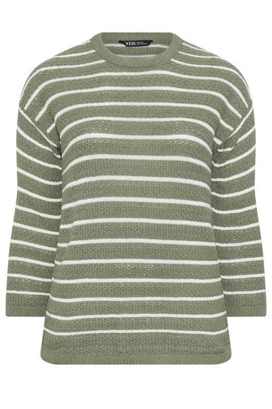 YOURS Plus Size Green Stripe Knitted Jumper | Yours Clothing 5