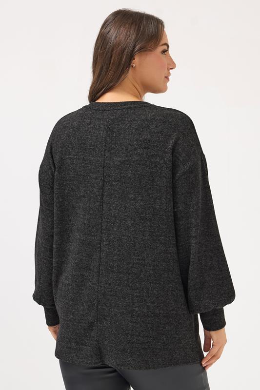 YOURS Plus Size Charcoal Grey Studded Jumper | Yours Clothing 2