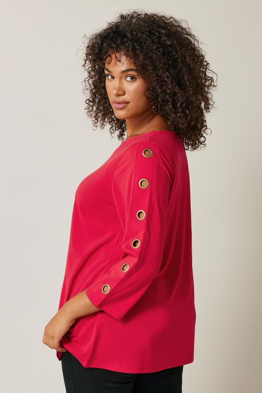 Evans Red Eyelet Sleeve Top 3