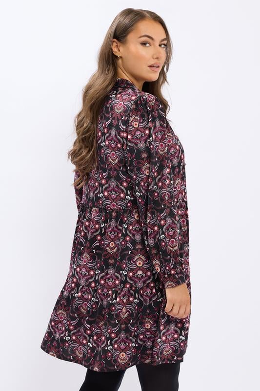 YOURS Plus Size Black Paisley Tiered Shirt Dress | Yours Clothing 4