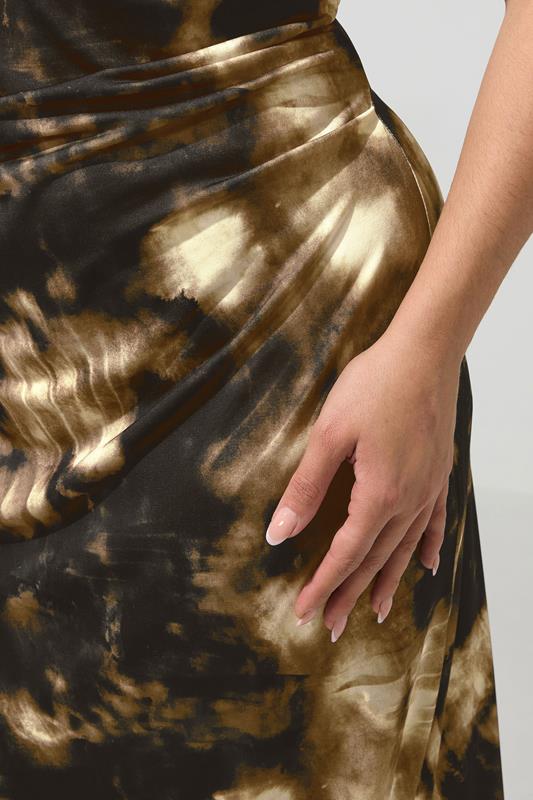 YOURS LONDON Plus Size Chocolate Brown Abstract Drape Dress | Yours Clothing 4