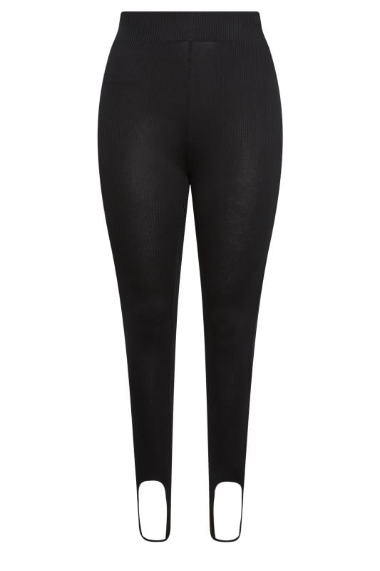 YOURS Plus Size Black Ribbed Stirrup Leggings | Yours Clothing 6