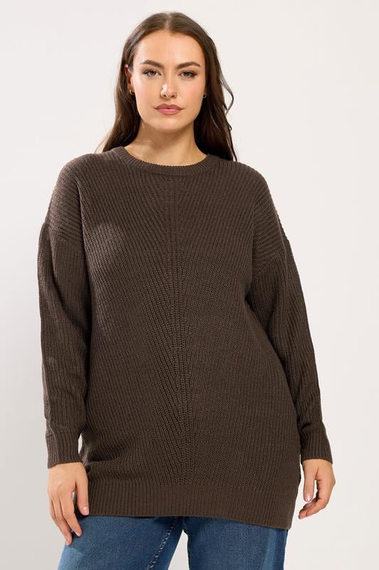 YOURS Curve Chocolate Brown Essential Knitted Jumper