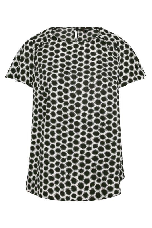 Plus Size Black Spot Print Frill Shoulder Top | Yours Clothing 6