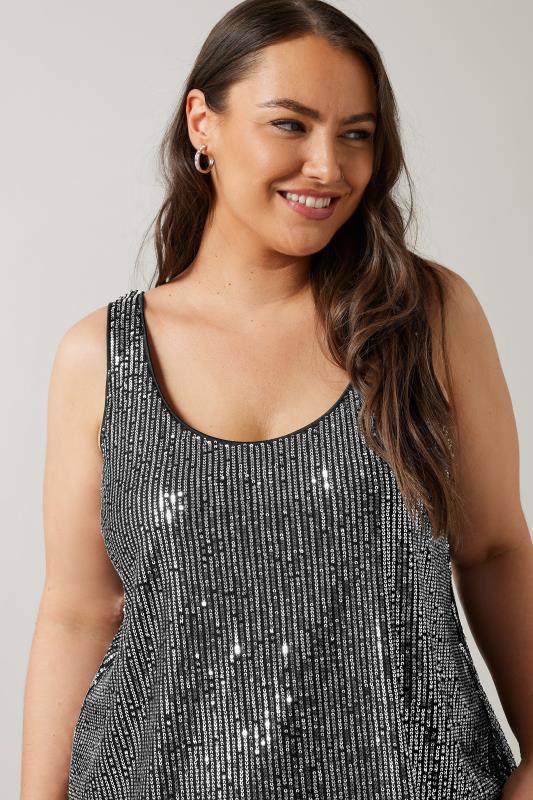 EVANS Plus Size Silver Sequin Embellished Vest Top | Evans  4