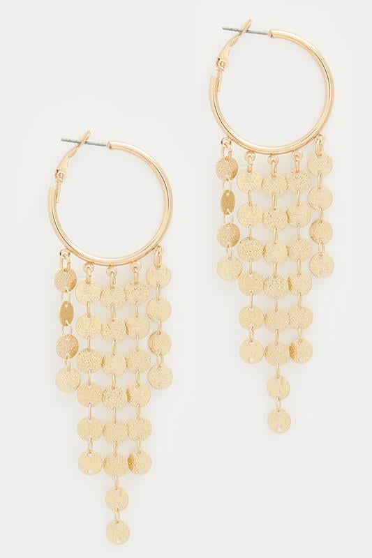 Gold Tone Disc Drop Earrings