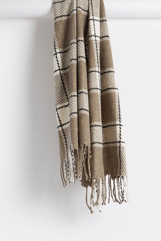 Natural Brown Checked Scarf