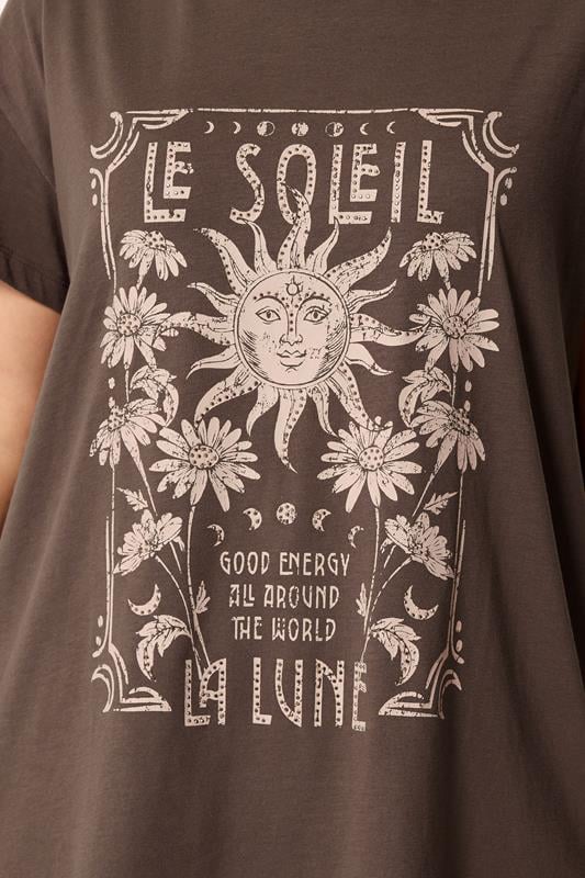 YOURS Plus Size Brown 'Le Soleil' Sun T-Shirt | Yours Clothing 4