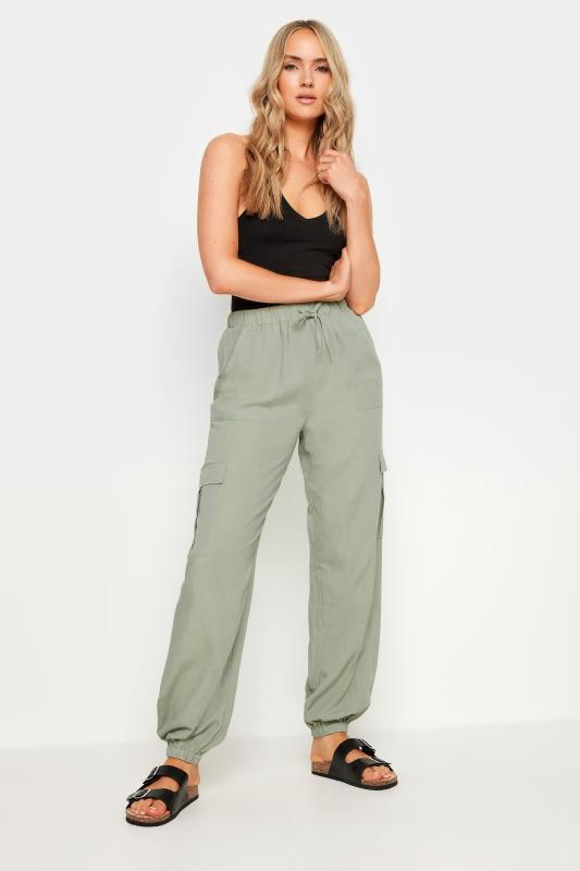 LTS Tall Sage Green Linen Cargo Trousers | Long Tall Sally 1